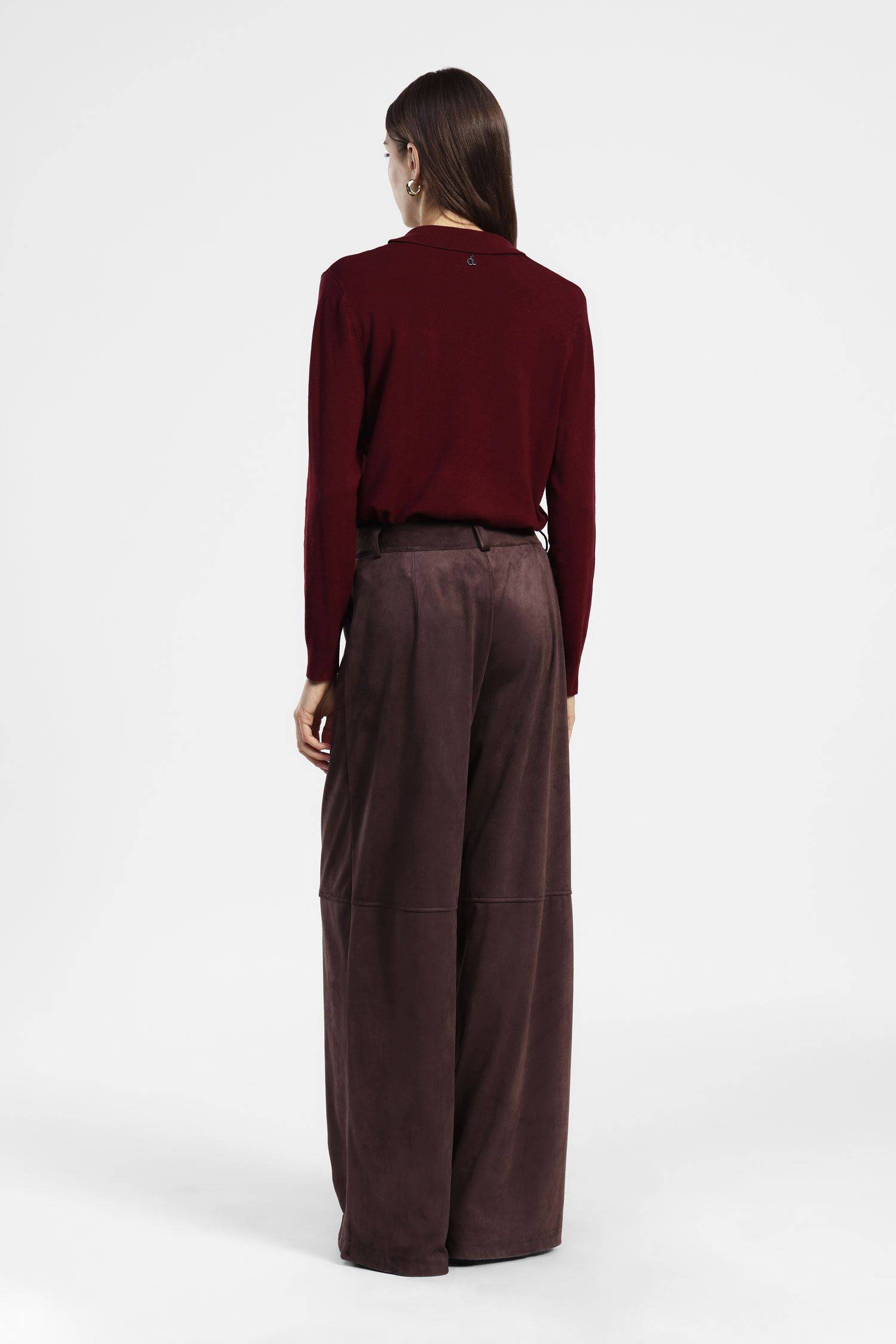 Pantaloni palazzo a vita alta in suede Dixie 0 Pantaloni palazzo a vita alta in suede Dixie 0