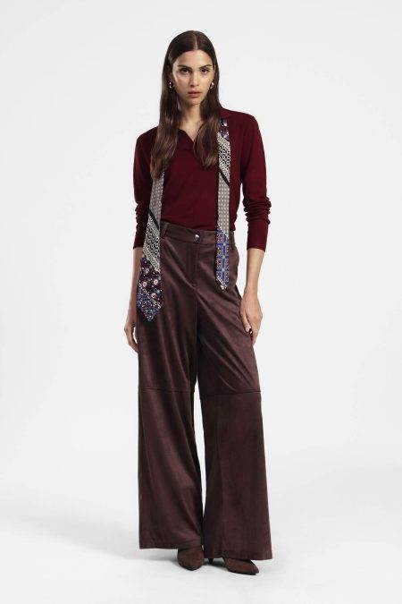 Pantaloni palazzo a vita alta in suede Dixie