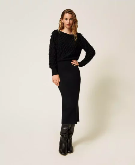 Abito longuette con frange Twinset Actitude 0