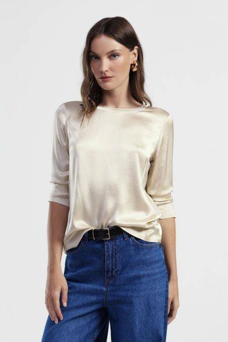 Blusa a manica lunga con scollo rotondo Dixie