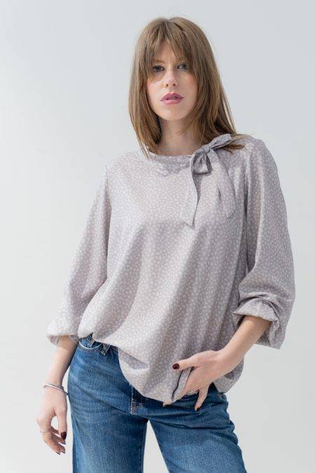 Blusa animalier con fiocco GiglioRosso (3)