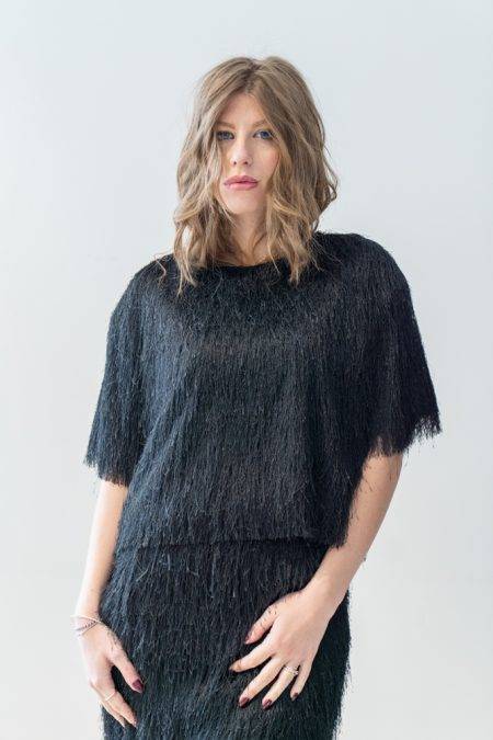 Blusa dritta con frange Solotre (3)