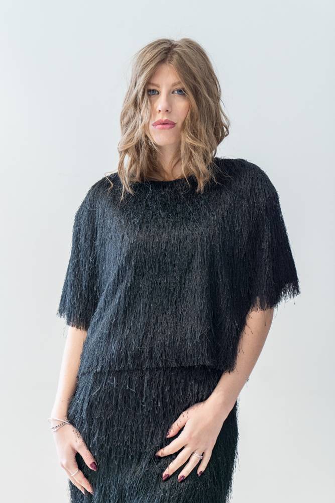 Blusa dritta con frange Solotre (3) Blusa dritta con frange Solotre (3)