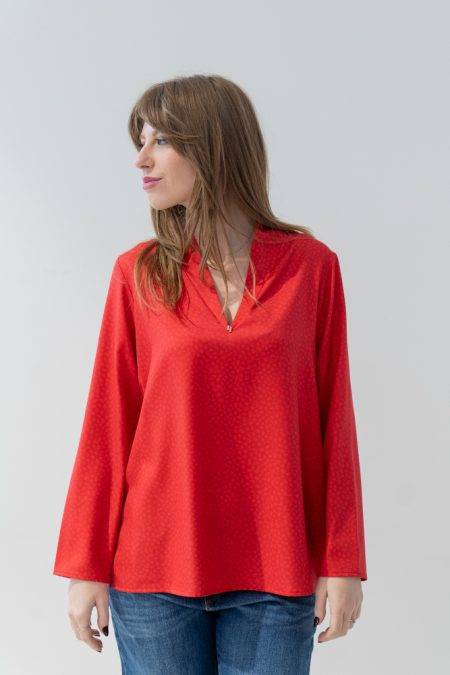 Blusa scollo V animalier GiglioRosso (1)