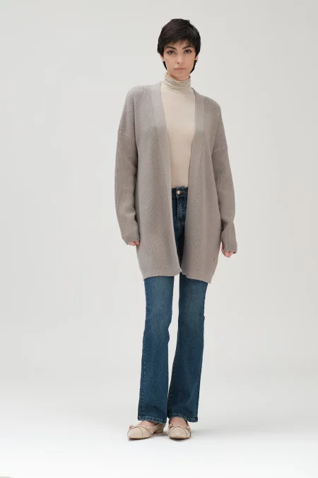 Cardigan aperto in maglia inglese White Wise