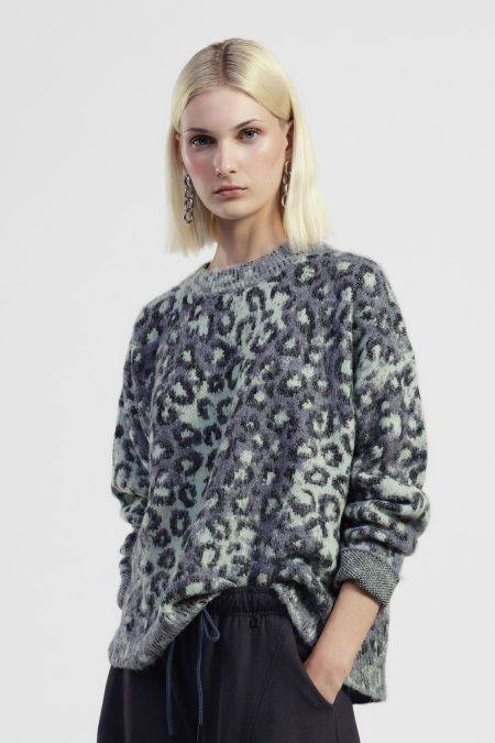 Maglione girocollo stampa animalier Dixie
