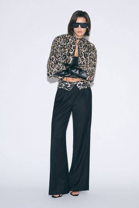 Pantaloni palazzo vita alta con dettaglio animalier Imperial