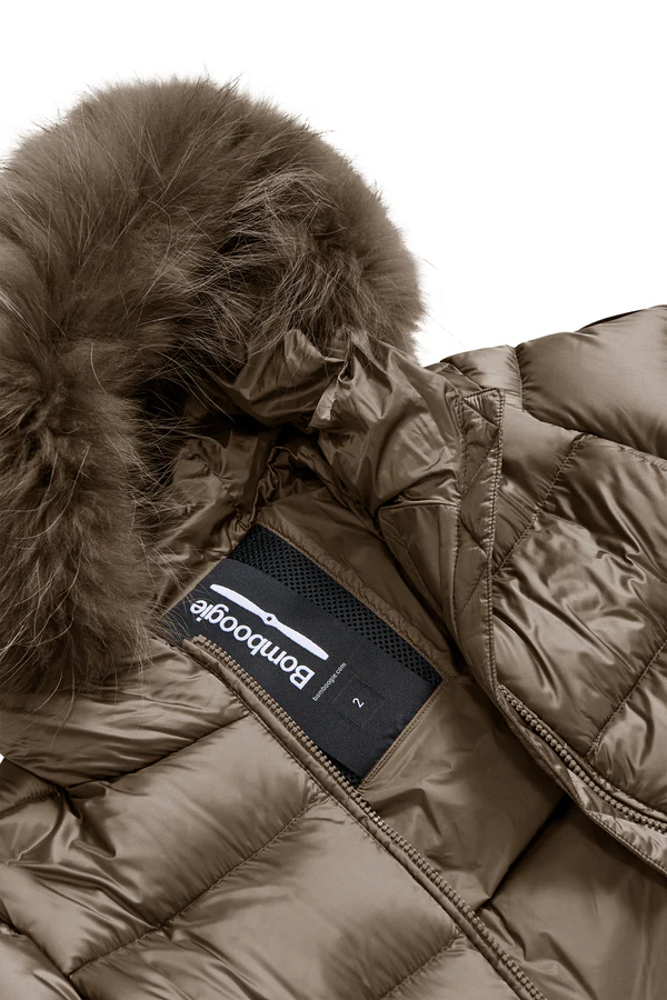 Piumino slim con cappuccio e pelliccia Bomboogie 1