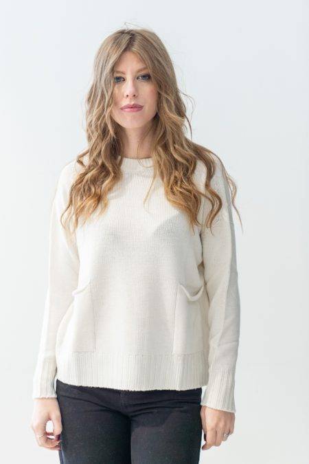 Pull girocollo con tasche pura lana Solotre (1)