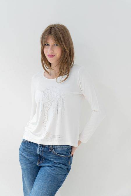 T Shirt a maniche lunghe con strass GiglioRosso (1)