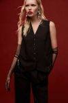 Gilet lungo in fresco lana e tulle con paillettes Imperial