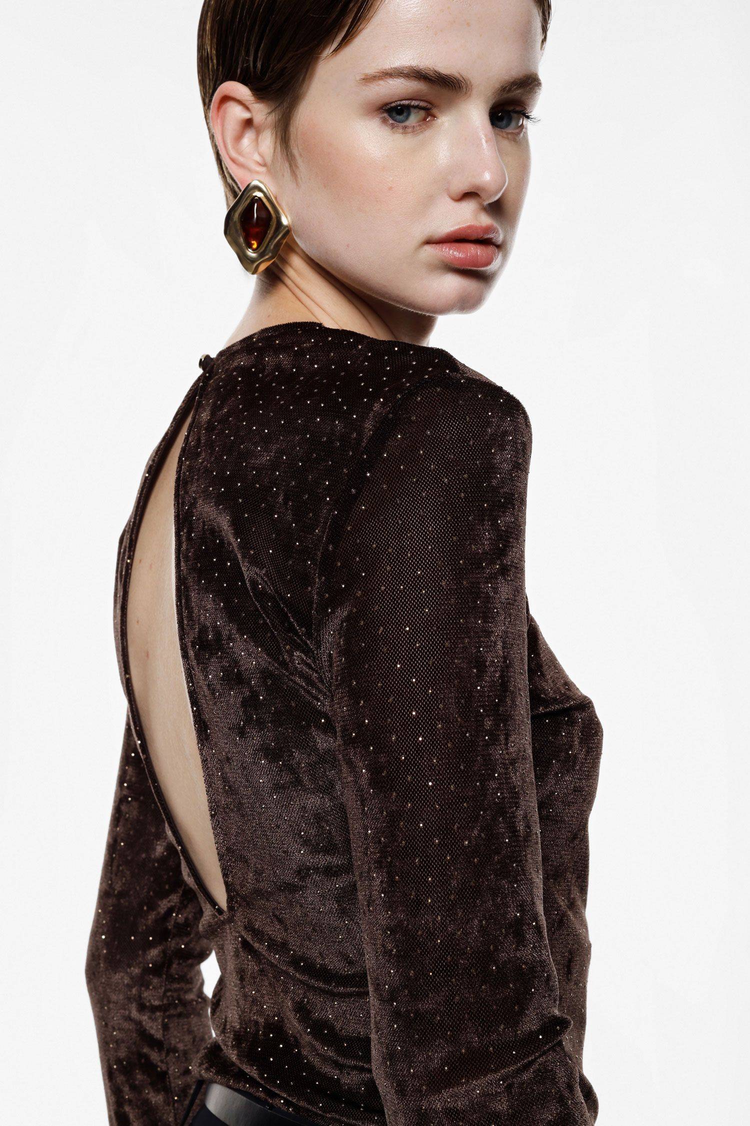 Blusa in velluto e micro paillettes Imperial 3 Blusa in velluto e micro paillettes Imperial 3
