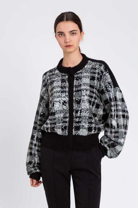 Cardigan check con paillettes Twinset Actitude