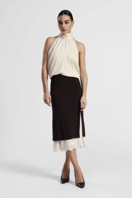 Gonna midi con spacco in pizzo Dixie