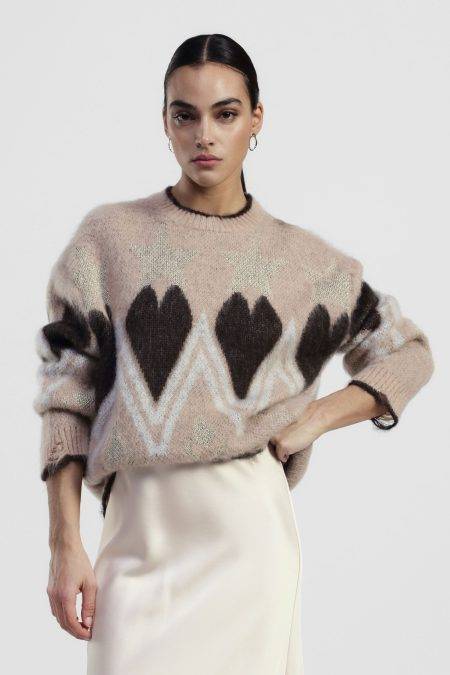 Maglione con stampa cuori e stelle Dixie