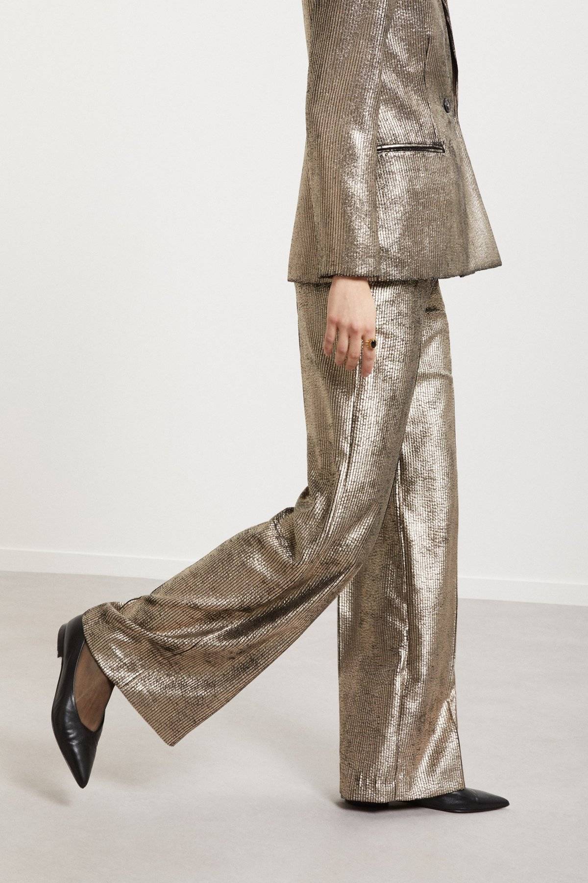 Pantaloni dritti in velluto a coste laminato Ottod’Ame 0 Pantaloni dritti in velluto a coste laminato Ottod'Ame 0