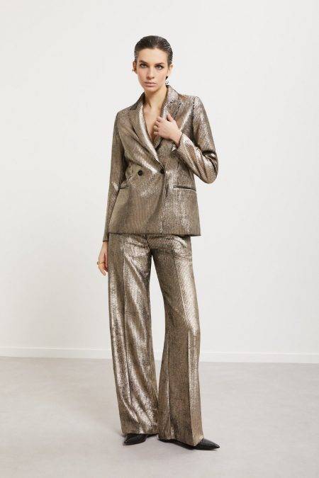 Pantaloni dritti in velluto a coste laminato Ottod'Ame