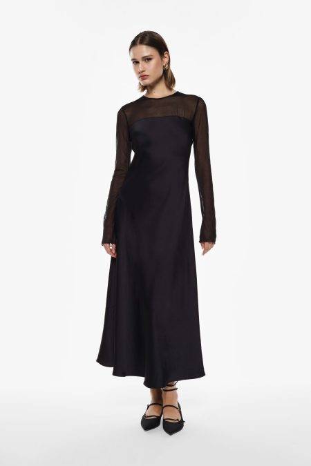 Abito lungo con maniche in tulle Imperial