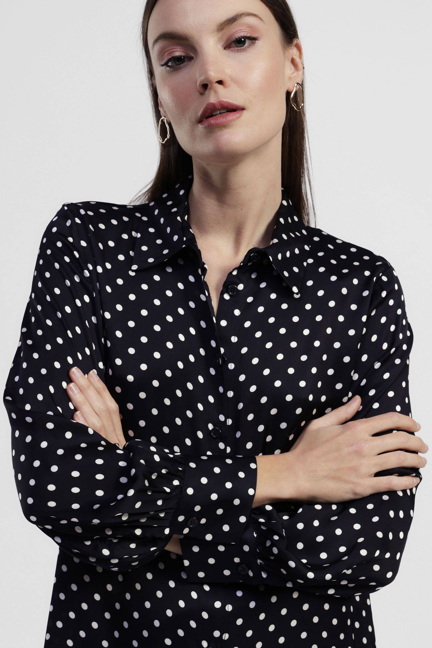 Camicia satinata a pois Dixie 1 Camicia satinata a pois Dixie 1