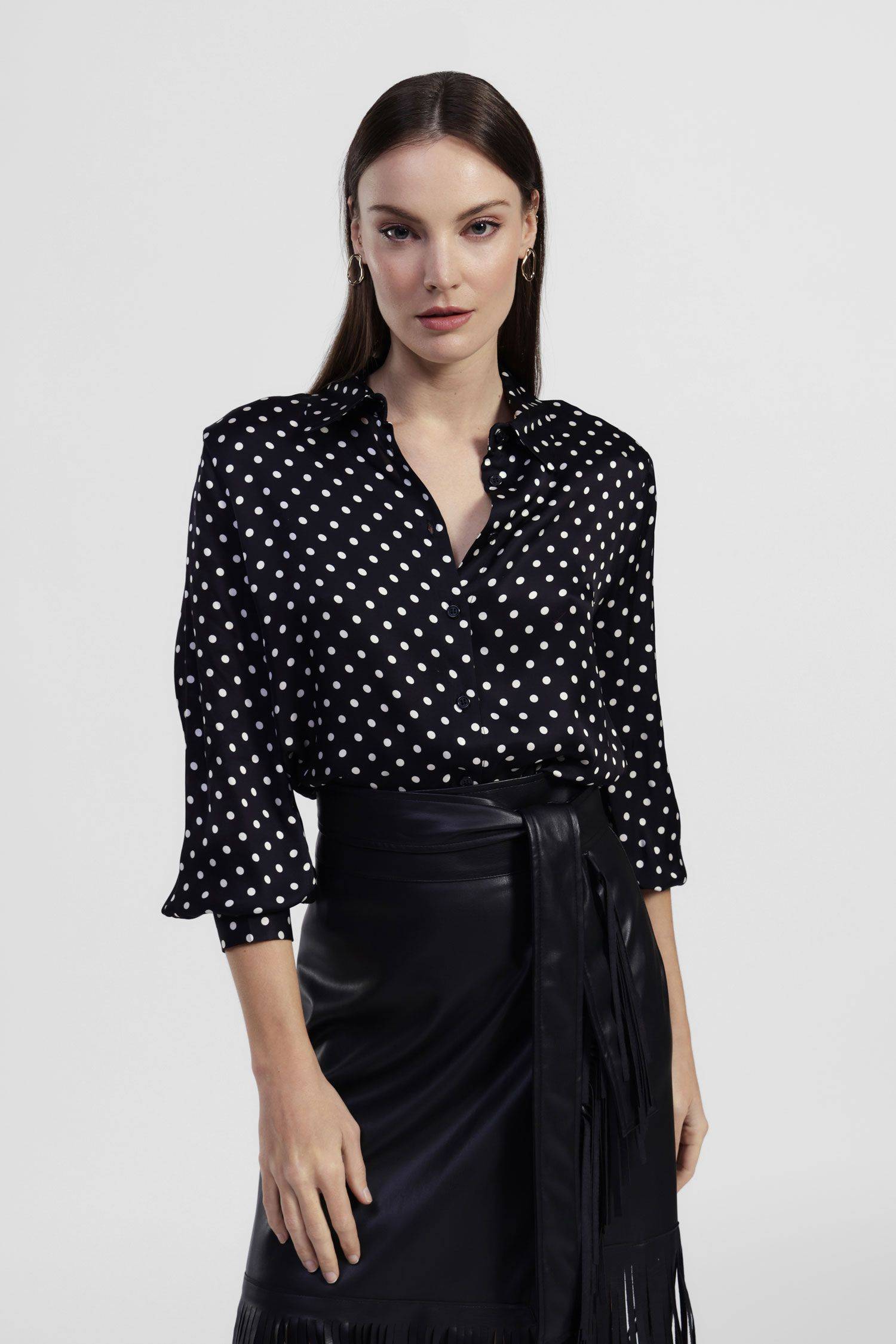 Camicia satinata a pois Dixie Camicia satinata a pois Dixie