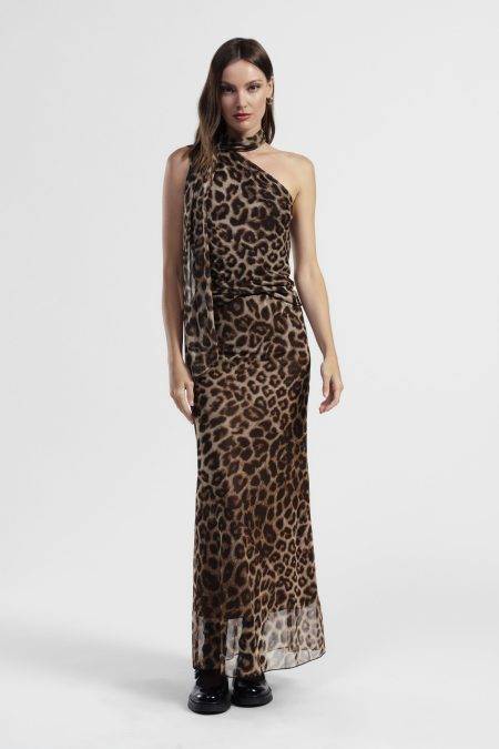 Gonna lunga stampa animalier vita alta Dixie
