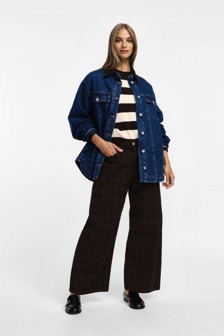 Pantaloni gamba ampia a quadri Please 0