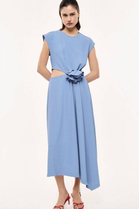 Abito midi con cut out e fiore Imperial