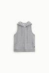 Felpa con cappuccio senza maniche zip frontale Please
