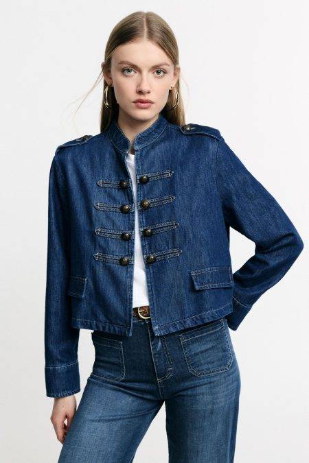 Giacca in denim corta con bottoni decorativi Please 1