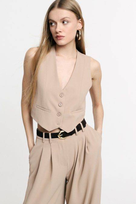 Gilet cropped con bottoni e tasche Please