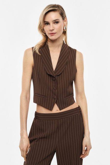 Gilet monopetto a righe con rever classico Imperial