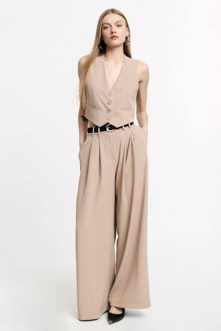 Pantaloni palazzo a vita alta con pinces Please