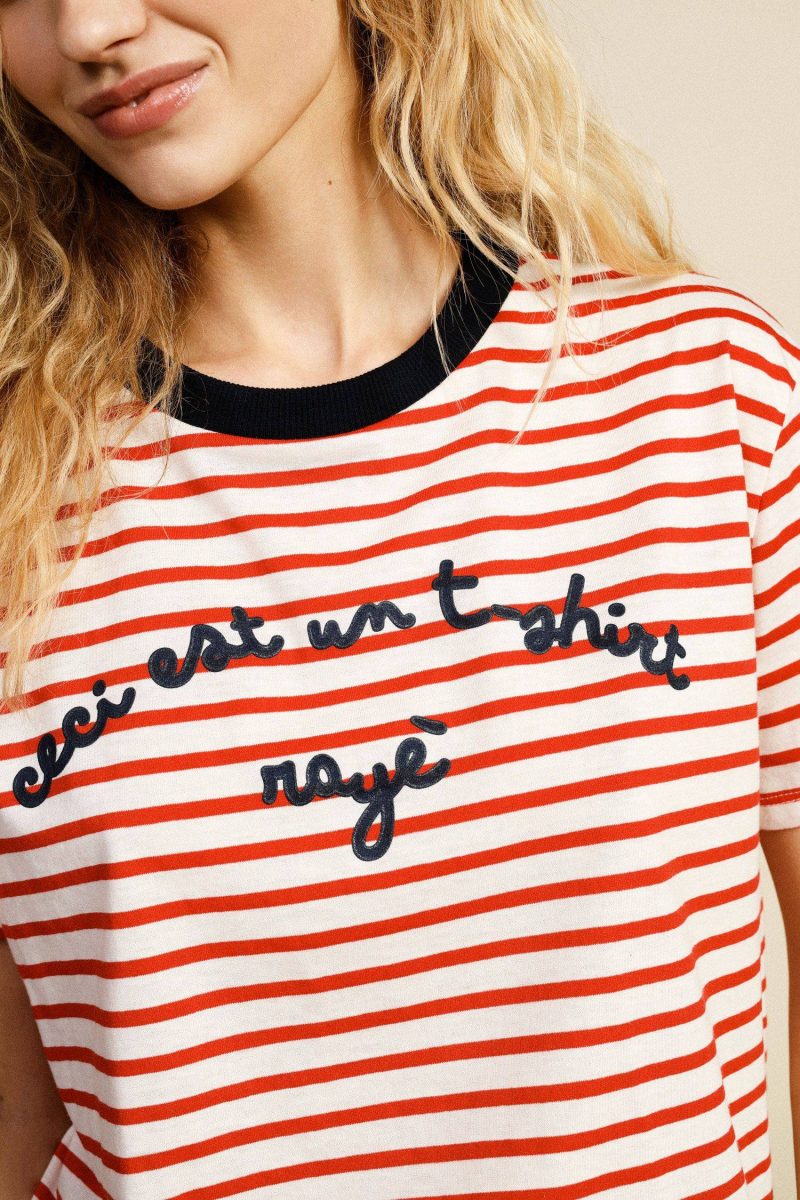 T Shirt a righe con scritta Dixie 1 T Shirt a righe con scritta Dixie 1