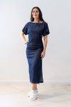 Abito in denim con drappeggio SOLOTRE (2)