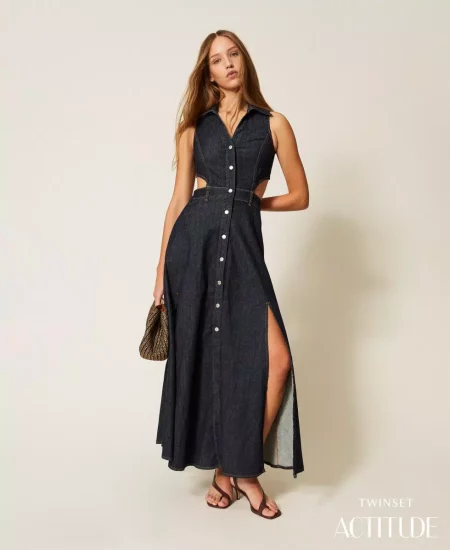 Abito lungo in jeans con cut out Twinset Actitude