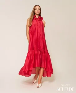 Abito lungo in voile con volant Twinset Actitude