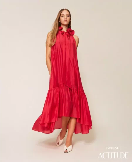 Abito lungo in voile con volant Twinset Actitude