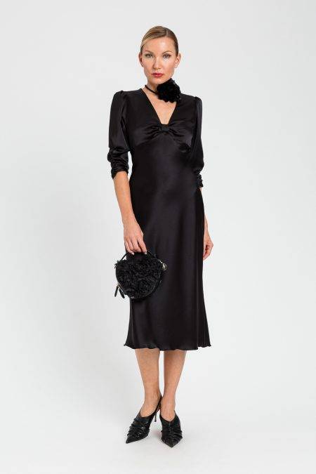 Abito midi satinato con fiocco Twinset Actitude