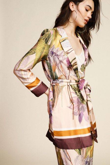 Blazer stampa floreale cintura Dixie