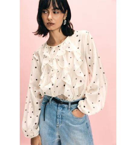 Blusa con pois e volant Please 0 1