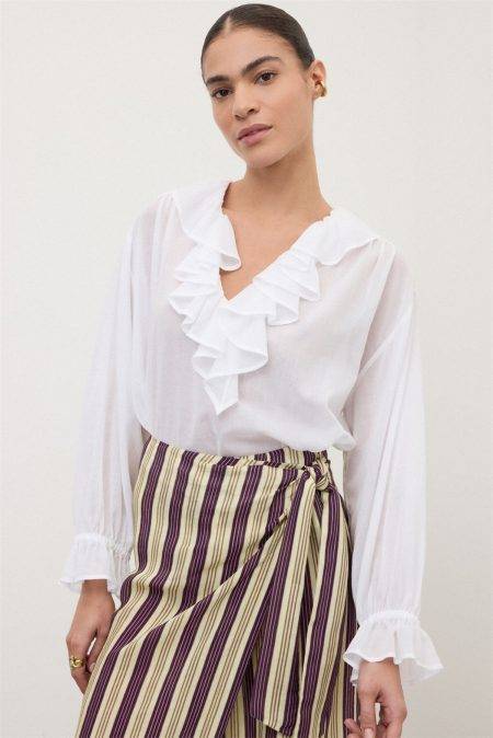Blusa in cotone con volant Ottod'Ame (1)