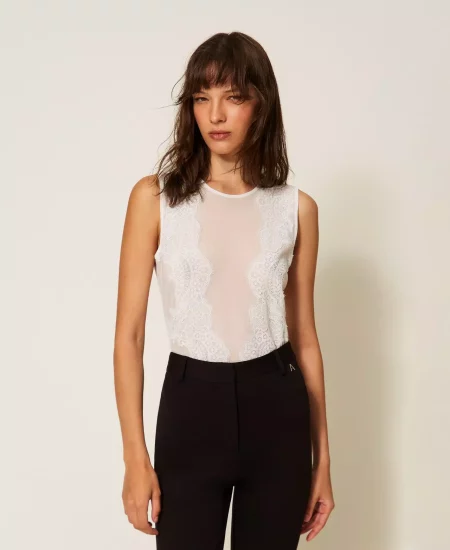 Body in tulle con pizzo Twinset Actitude 1