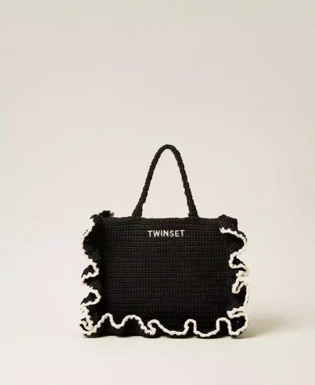 Borsa shopper crochet con balze Twinset