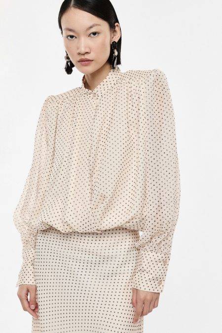 Camicia a pois con collo coreano Imperial
