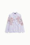 Camicia a righe con ricami floreali Dixie