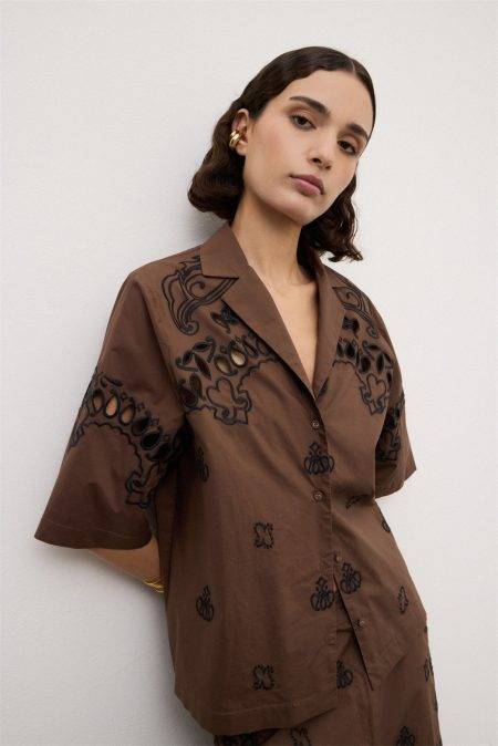 Camicia con fiori traforati Ottod'Ame 0