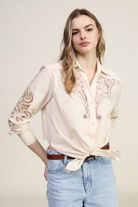 Camicia con ricamo traforato e nodo Dixie 1