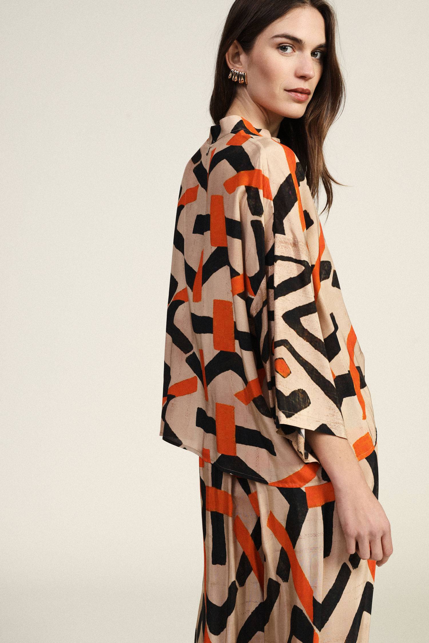 Camicia stampa geometrica maniche ampie Dixie 0 Camicia stampa geometrica maniche ampie Dixie 0