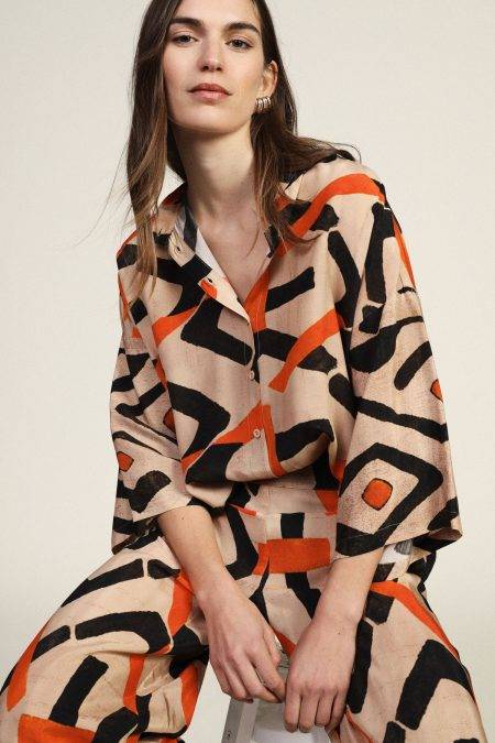 Camicia stampa geometrica maniche ampie Dixie