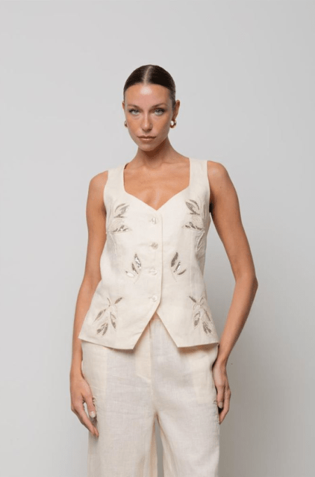 Gilet di lino ricamato Icona Kaos 0